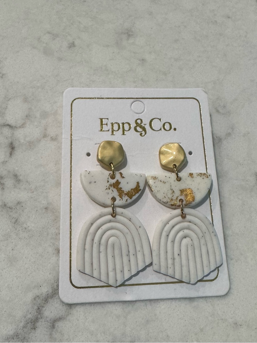 Epp & Co. White Gold Fleck Geometric Drop Earrings